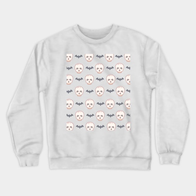 Cute Simple Halloween 2020 Skull Bat Pattern Gift Crewneck Sweatshirt by zedonee